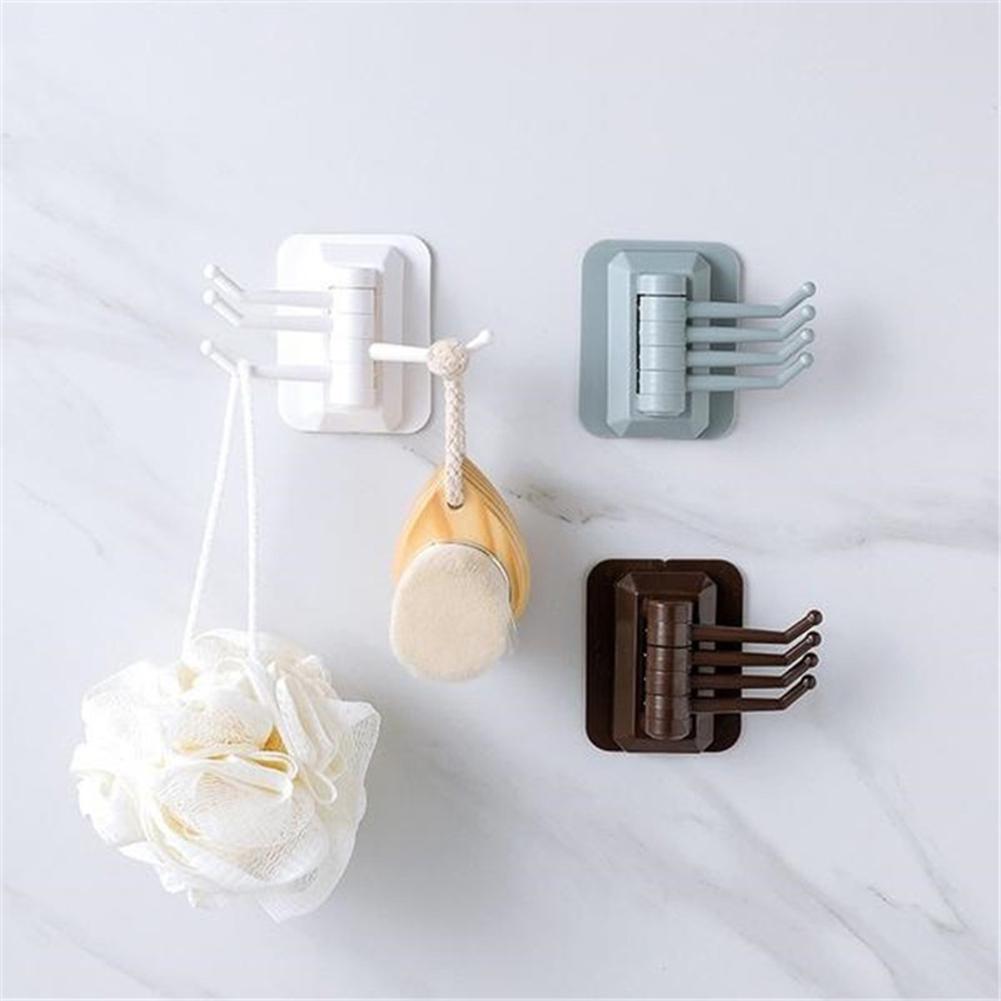 1 шт., вращающийся бесшовный клейкий крючок с четырьмя ветвями, прочный подшипник, кухонный настенный крючок, вешалка для ванной комнаты, кухонные настенные крючки