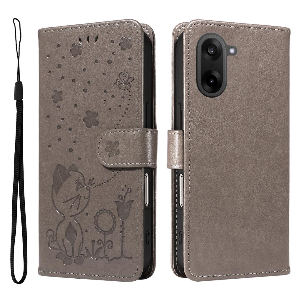 For OnePlus Nord CE5 5G/OnePlus Ace 5 Racing 5G Leather Wallet Case Cat Bee Pattern Phone Cover Stand