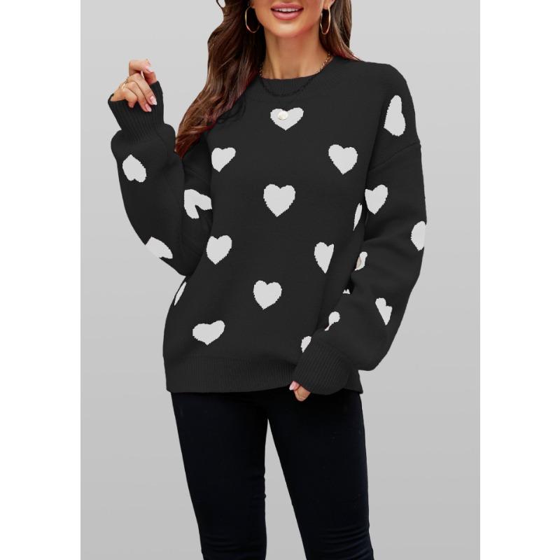 Women's Autumn/winter Love Print Casual Loose Knit Sweater