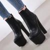 Women's Ankle Boots Thick Heels Women's Shoes 40 New 16CM High Heels Women's Ankle Boots Leather Spring and Winter