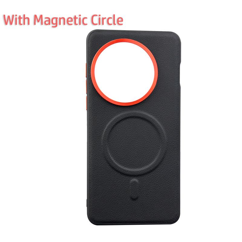Кожаный чехол для OnePlus Ace 5 Pro 13R Magsafe Металлический сплав Поднятая рамка для защиты объектива Противоскользящая рукоятка Однотонная веганская кожаная крышка
