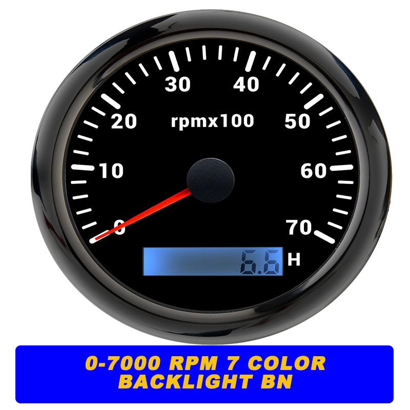 New 7 Color Backlight 85mm Tachometer Gauge For Marine Boat Car Truck 9-32V LCD 3K~8K RPM Tacho Digital Hour Meter