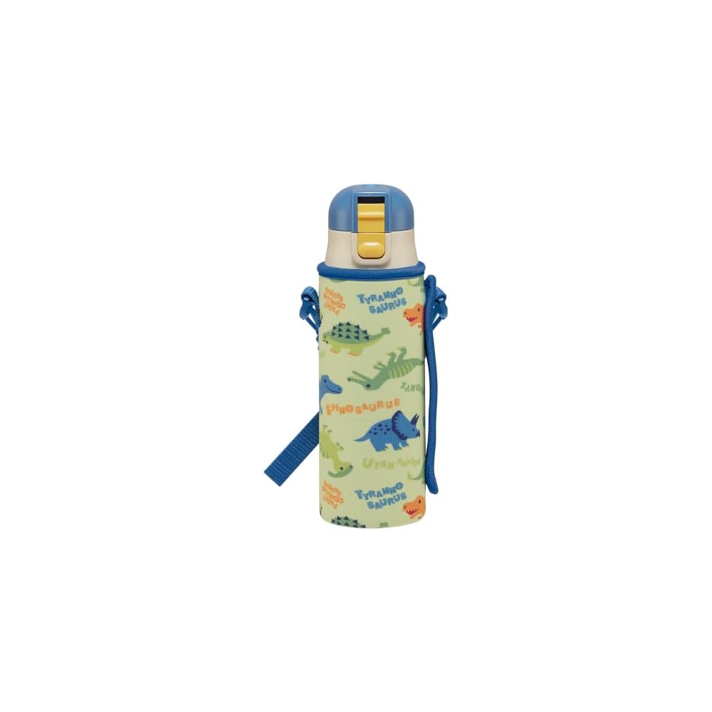 Skater Kids' Water Bottle, 470ml, Direct Drink, with Cover, Picture Book Design, Dinosaur,