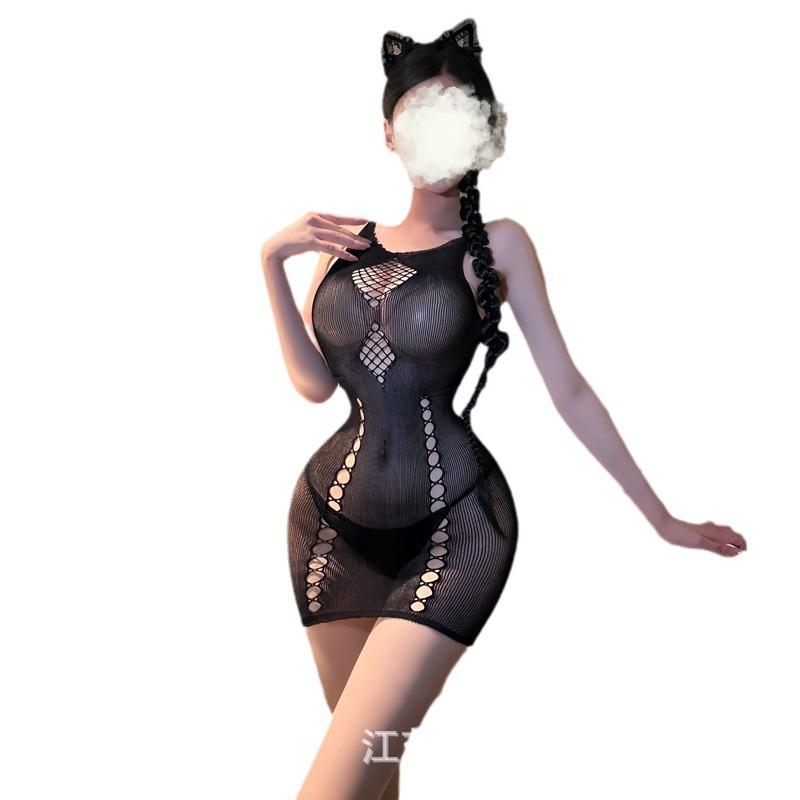 Crispy and sexy, perspective hip skirt, tight mesh jacket, hollow flirting, and a short skirt for hot girls.