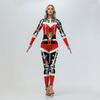 Women Sexy Striped Print Jumpsuit Christmas Adult Bodysuit Holiday Party Zentai Suit Christmas Gift Long Sleeve Slim Catsuit New