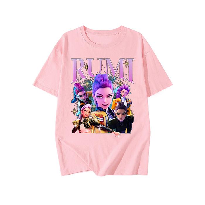 KPop Demon Hunters Fashion Short Sleeve Summer Colorful Printed Versatile Fashion Lightweight Short Sleeve Round Neck T-shirt