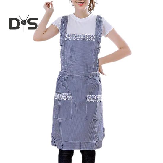 Легко носить, фартук для выпечки, дизайн с плечевым ремнем, практичный корейский стиль, клетчатый фартук для приготовления пищи, рабочая одежда для домохозяйки