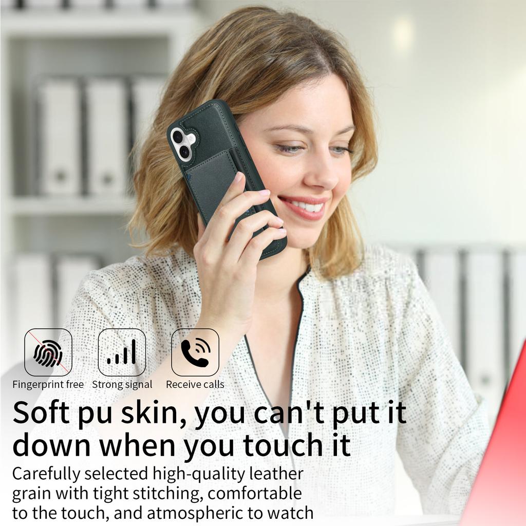 For iPhone 16 Plus Magnetic Case BETOPNICE Leather Phone Cover Kickstand with Detachable Card Bag