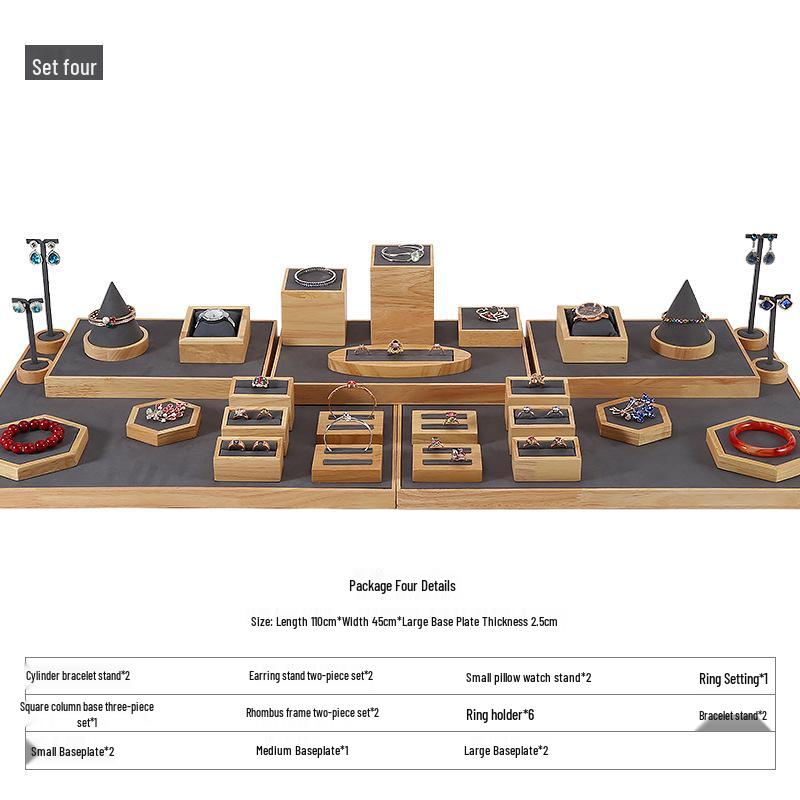 Деревянная подставка для украшений из массива дерева для серег, колец и ожерелий с нефритовым подносом