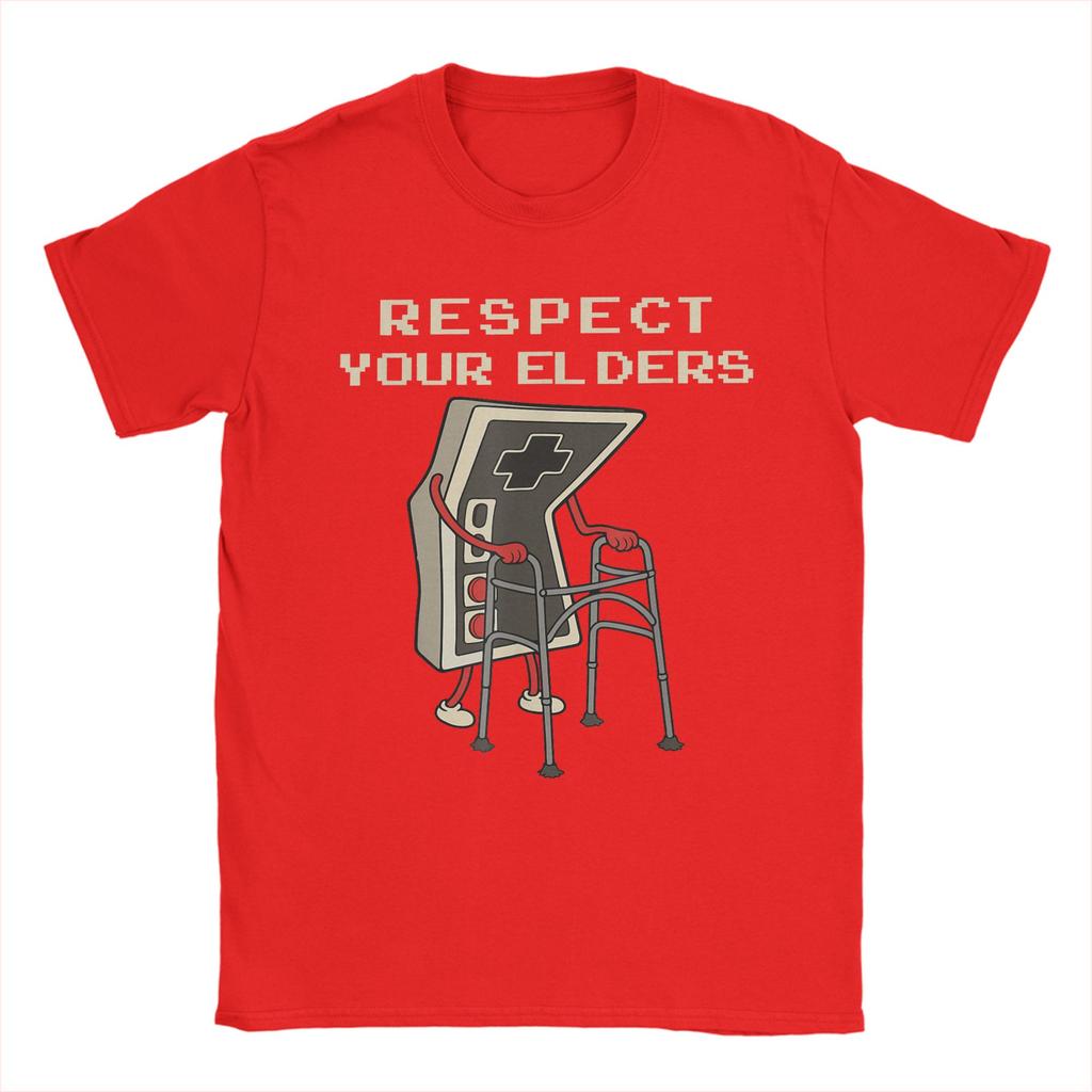Respect Your Elders Retro Gaming Funny Gamer Controller 80s Cotton TShirt For Adult Summer TShirts O Neck Tees Oversized Tops