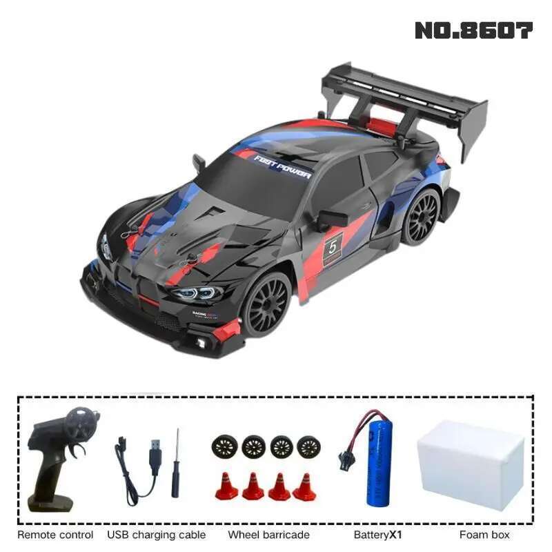 1:24 RC drift vehicle, Mustang 4WD cars, racing car with remote control, gift, competition racing car, children's toy