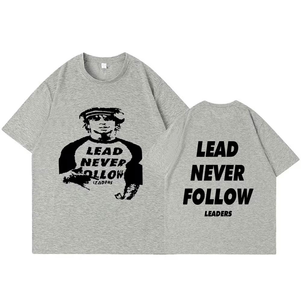 Рэпер Chief Keef Футболка с принтом 'Lead Never Follow Leaders' Мужская Женская Модная Винтажная Футболка Хлопковая Повседневная Мягкая Оверсайз Футболки