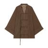 Handmade Button Shirt Women Stand Collar Shirt, Chinese Frog Blouse for Early Summer Casual Outfit Fall, Loose Solid Color Long Sleeve Top Spring Wear
