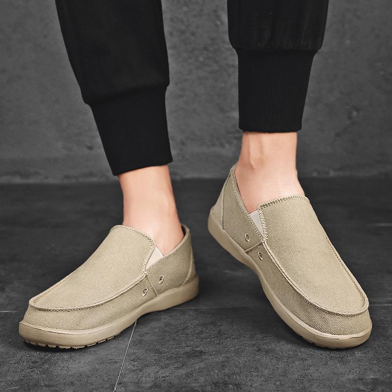 Мужские парусиновые туфли серые туфли для вождения без застежек повседневные синие туфли с широким носком для дальних больших размеров легкие