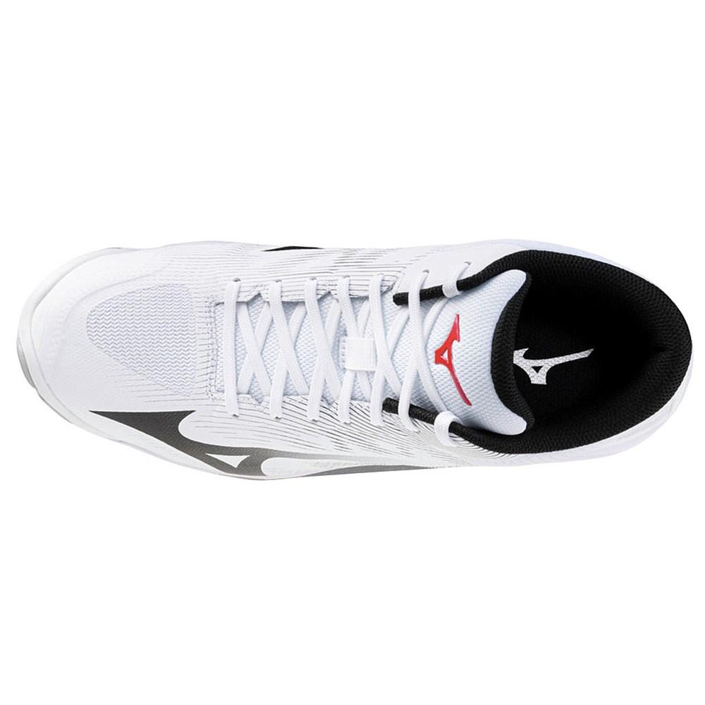 Mizuno Wave Lightning Pro Mid sneakers breathable cushioning white/black/fiery red