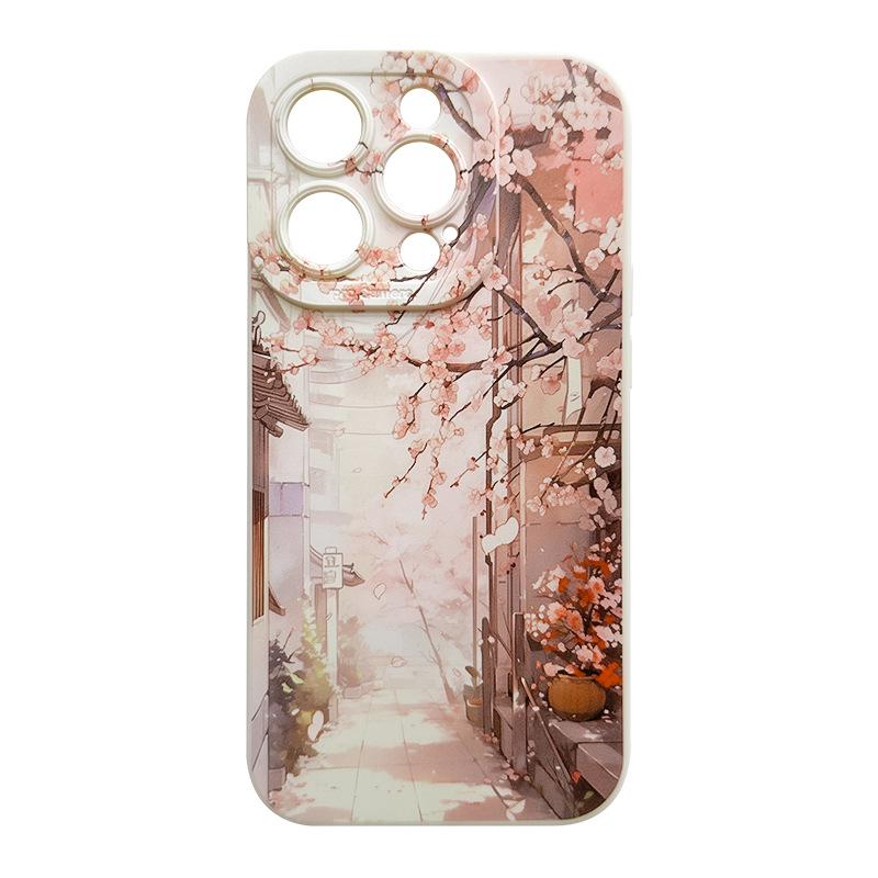 Мягкий защитный чехол из ТПУ с изображением цветка вишни для iPhone 11/12/13/14/15