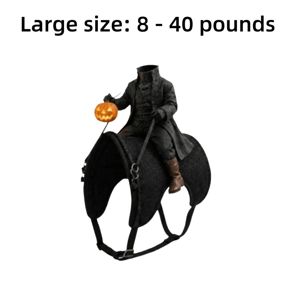 Adjustable Straps Headless Horseman Pet Costume Glowing Pumpkin Pet Rider Costume for Cats