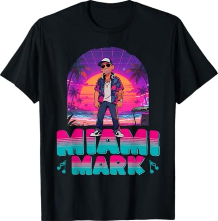 Retro DJ Miami Mark Disc Jockey 80s Flare Novelty T-Shirt