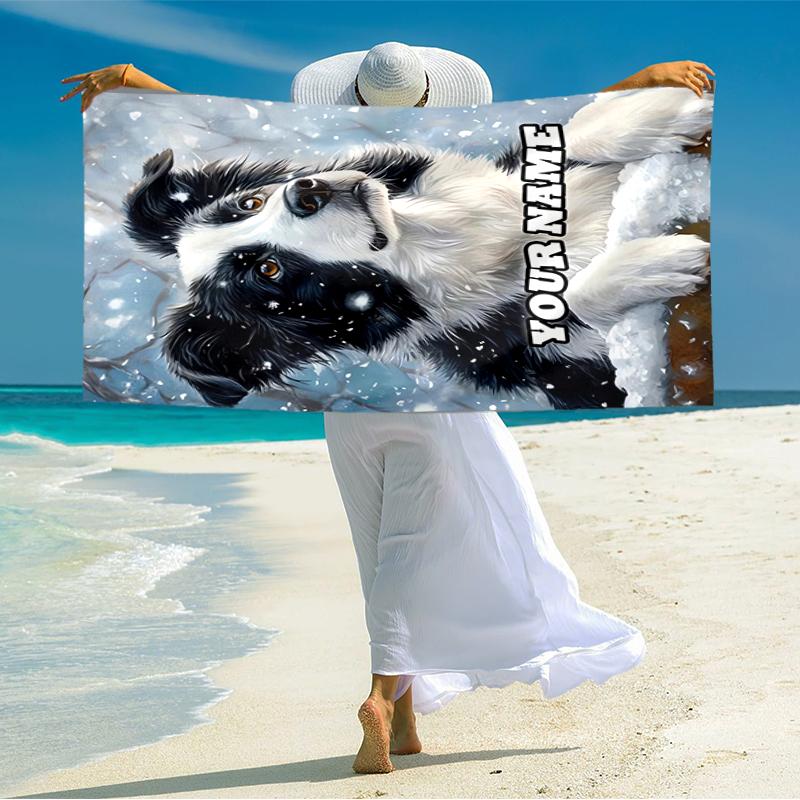 1PC Custom Name Winter's White Guardian Beach Towel Highly Absorbent And Sand-Resistant Towel for Swimming, Pool, Yoga, And Travel Lightweight