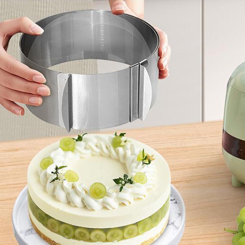 Круглая регулируемая форма для торта из нержавеющей стали, выдвижное кольцо для муссового торта, легко снимаемое кольцо для выпечки