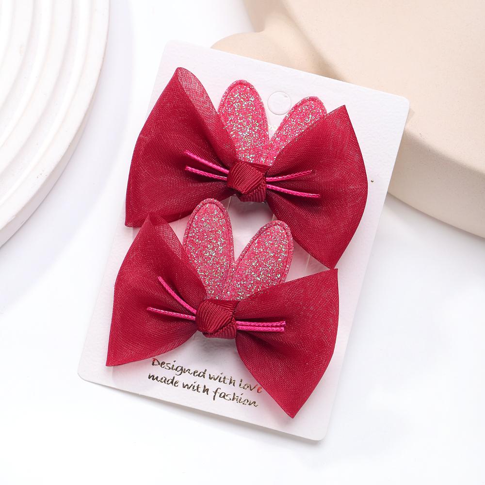 2pcs/set Lovely Lace Bows Hair Clips for Girls Sweet Solid Color Gauze Clip Soft Hairpins Pink Princess Kids Hair Accessories