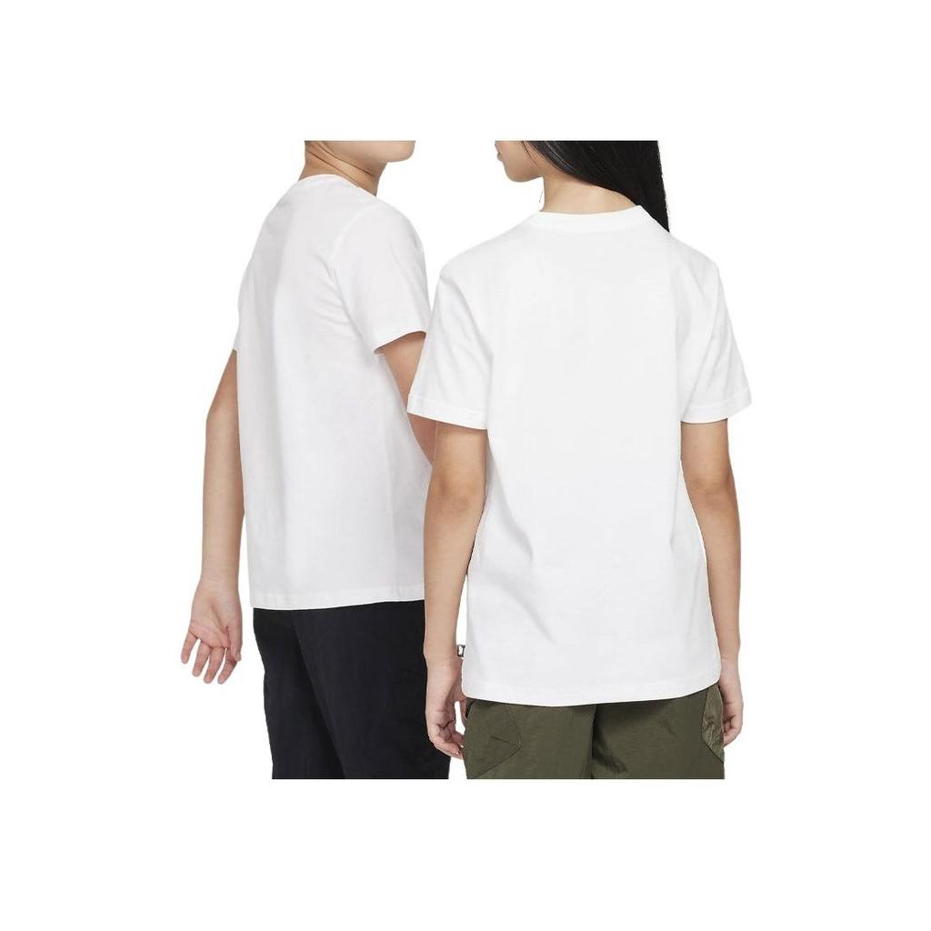 Nike T-Shirt Logo Print Round Neck Short Sleeve Kids Tops White FN9673-100