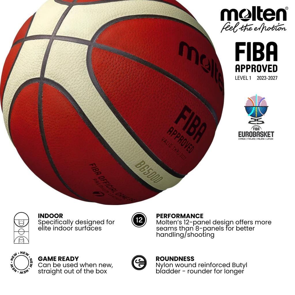 Molten Натуральный размер для общего колледжа, старшей школы и средней школы, международно сертифицированный, сертифицированный B6G5000 баскетбол, кожаный, 6, женский,