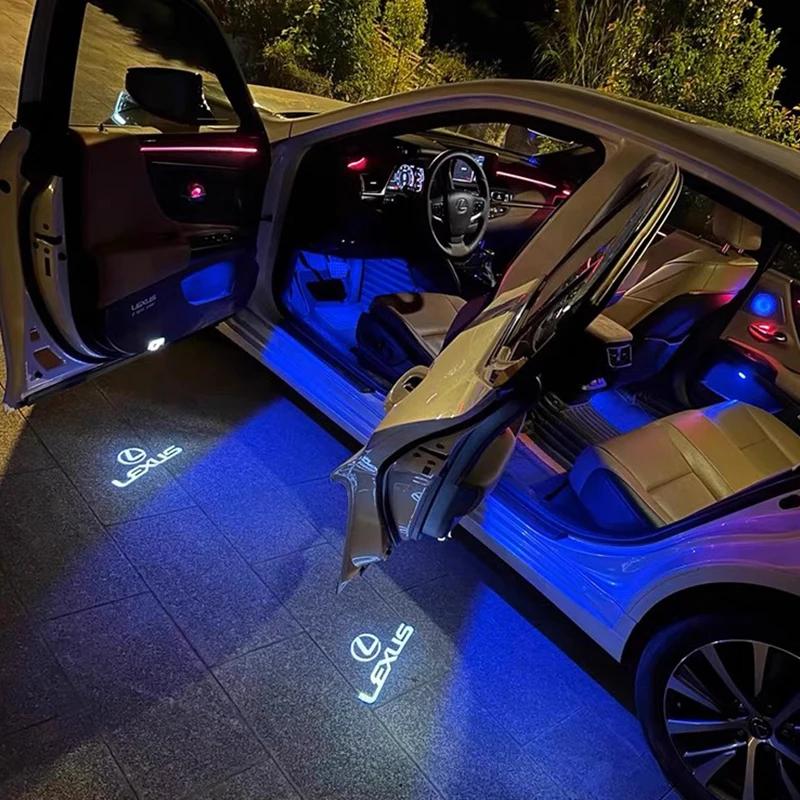 BJYL6 Interior Stickers Car HD Projector Door Light Welcome Lamps Accessories For Lexus F SPORT ES RX NX LS UX LM LX GX LC RZ IS CT GS