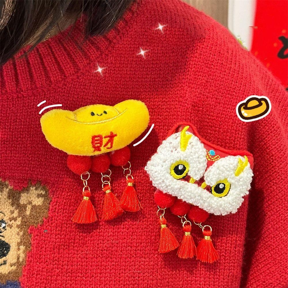 Lucky Spring Festival Pin Coin Chinese Style Pin Fashion Lion Dance Brooch  Party