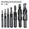 Зенковка HSS 90/180 градусов, спиральное ступенчатое сверло, класс 2, прямой хвостовик, ступень