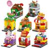 Mini Street Shops Building Blocks Fruit French Fries Popcorn Shop Candy House Gaming Room Store Building Bricks Child Toys Gifts