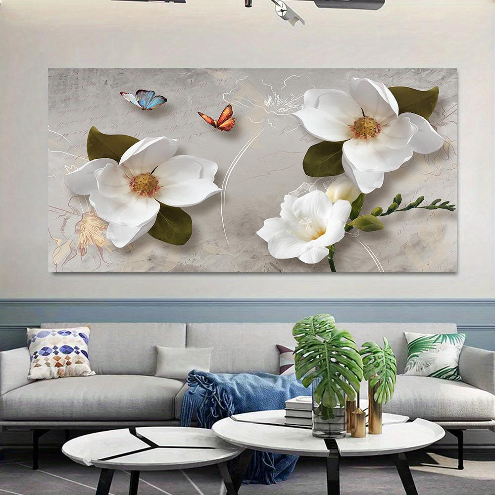 Абстрактные белые цветы настенный художественный постер большая белая роза ретро цветочная картина на холсте современная цветочная художественная печать декор для дома