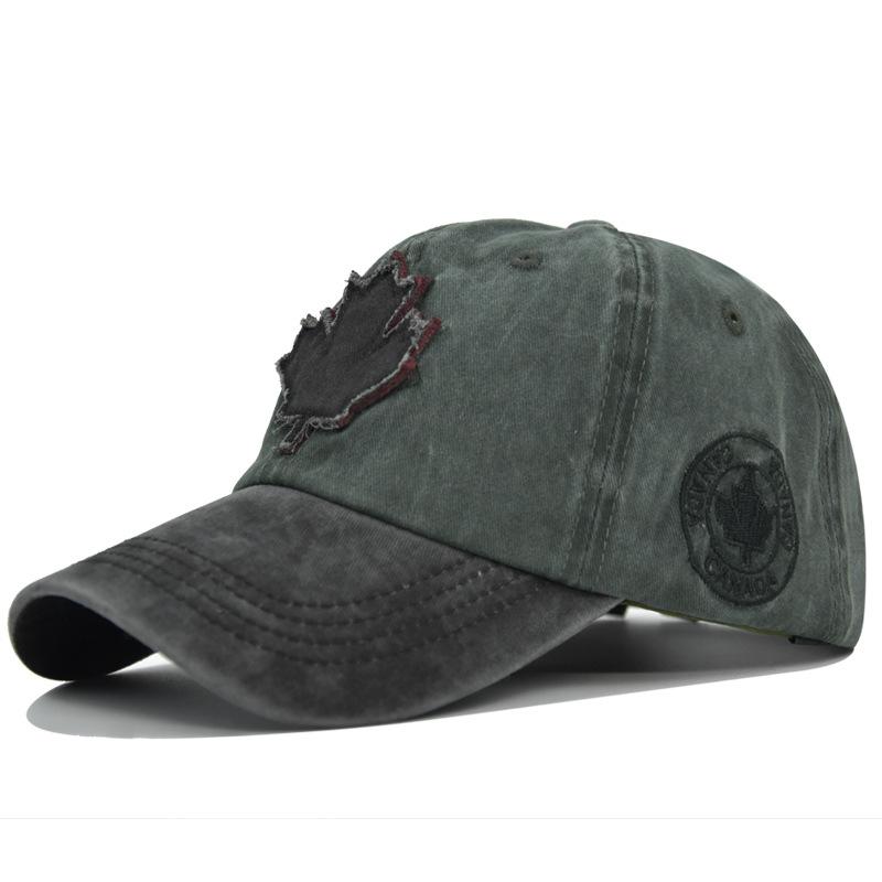 Унисекс Кепка из выстиранного хлопка в винтажном стиле с вышивкой кленового листа, бейсболки для мужчин и женщин, шляпа для занятий спортом на открытом воздухе