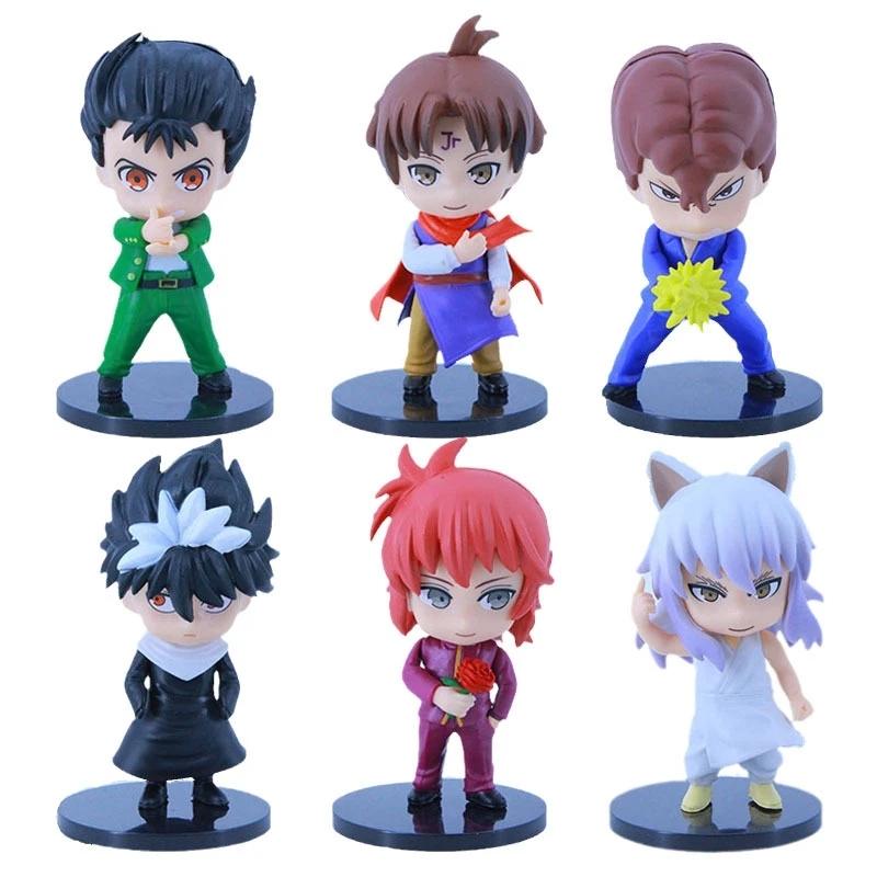 6 шт./Набор Аниме Фигурка YuYu Hakusho Юсуке Урамеши Курама Мимолетная Тень ПВХ Милый Q-версия Модель Детский Подарок Игрушки 9-11 см