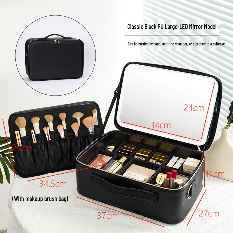 Women's LED Light Makeup Bag with Mirror 2025 – Large Capacity Handheld Cosmetic Storage Box