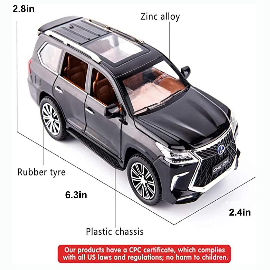 1:32-масштабная модель автомобиля Lexus LX570 для бездорожья из сплава, литая под давлением, металлическая игрушка-автомобиль с откатным механизмом со звуком и светом, 6 открытых дверей для детей, коллекция подарков для взрослых