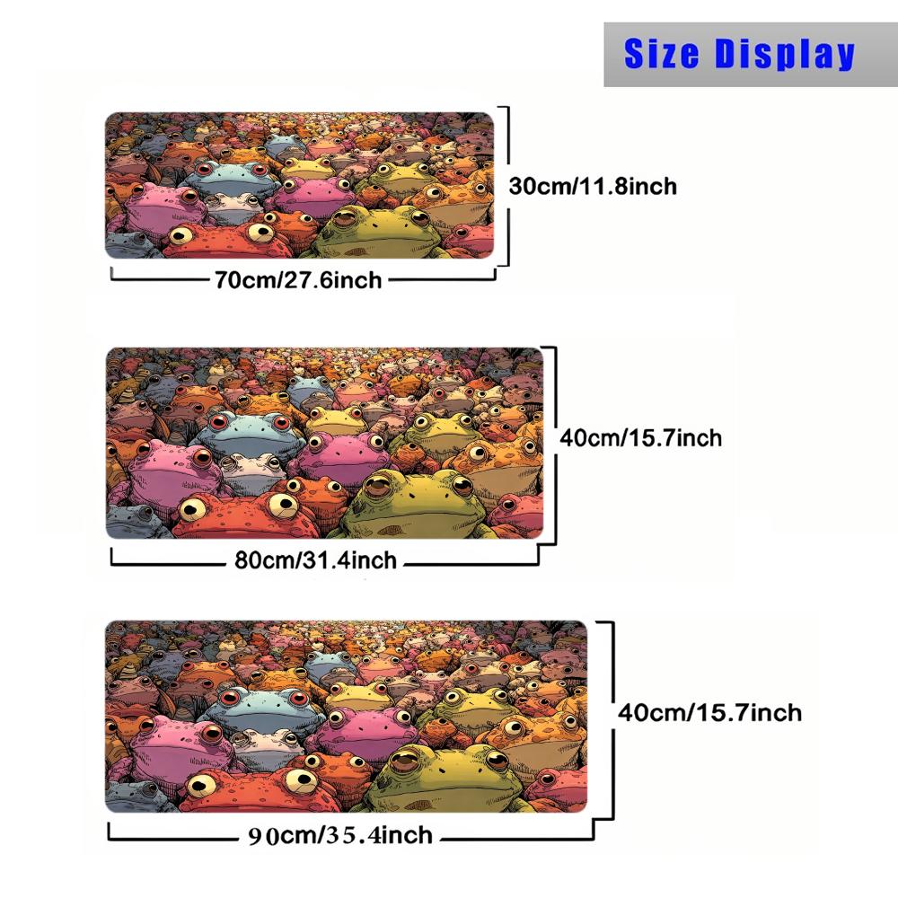 Colorful Frog Family Magic Party Mouse Pad Playmat 24"X14" MTG TCG Office Desk Mat for Work Game PC Laptop Rug Carpet MousePad