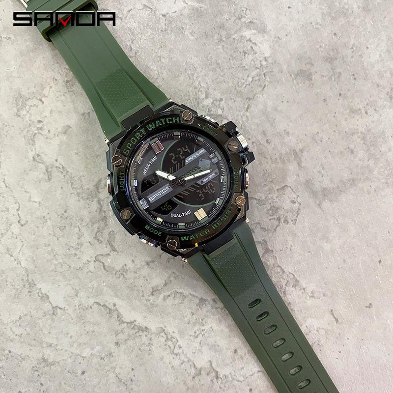 SANDA Новые электронные мужские часы, модный тренд, светящийся водонепроницаемый и противоударный будильник для занятий спортом на открытом воздухе