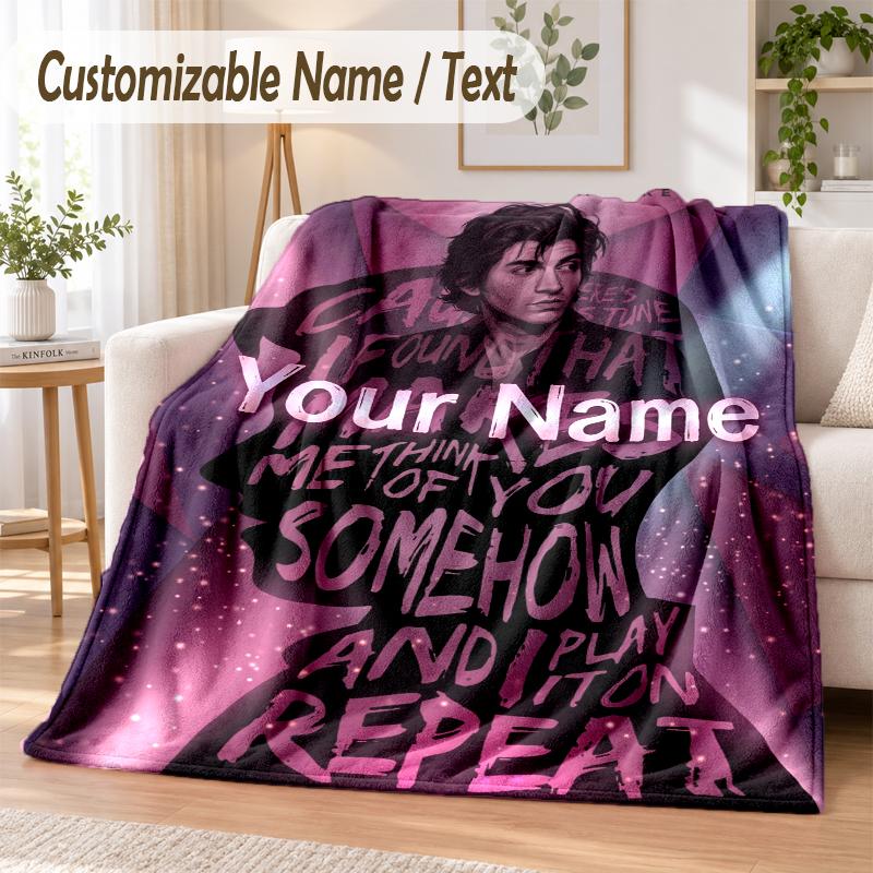 Arctic Monkeys Custom Name Flannel Throw Blanket Soft Warm for Sofa Bed Indoor Home Use