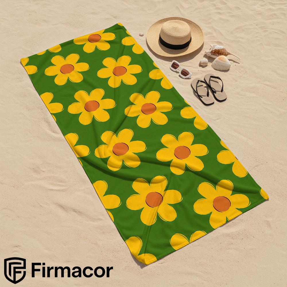 Vintage Yellow Flower Cartoon Anime Beach Towel Microfiber Quick Dry Super Absorbent Soft Bath Towel for Kids Adults Travel