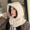 Solid Color Knitted Pullover Hat Plush Windproof Cap Korean Women Winter Balaclava  Outdoor