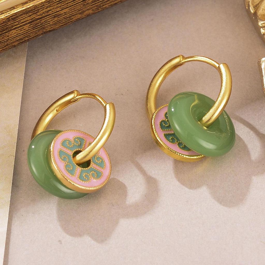 2024 Luxury Enamel Drip Oil Flower Ear Cuffs: Versatile Modern Chinese Style Women's Earrings