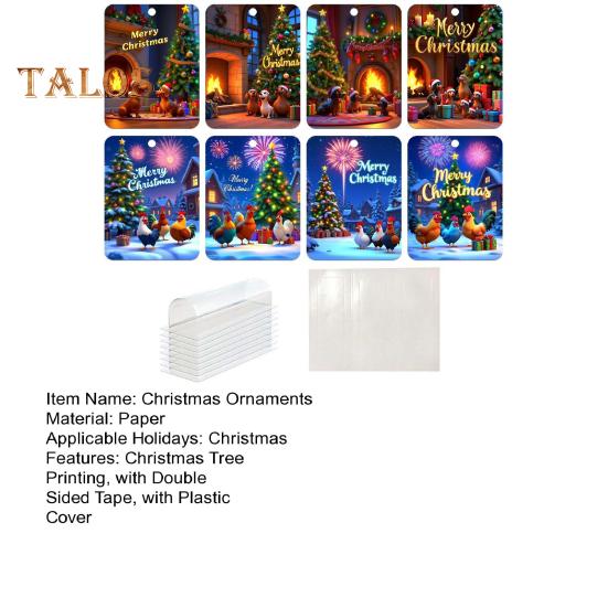 8 шт. Рождественская открытка Подвеска Рождественский кошелек Карты Двусторонняя лента Рождественская елка Печать Держатель для денег Украшение Зажим для денег Украшение