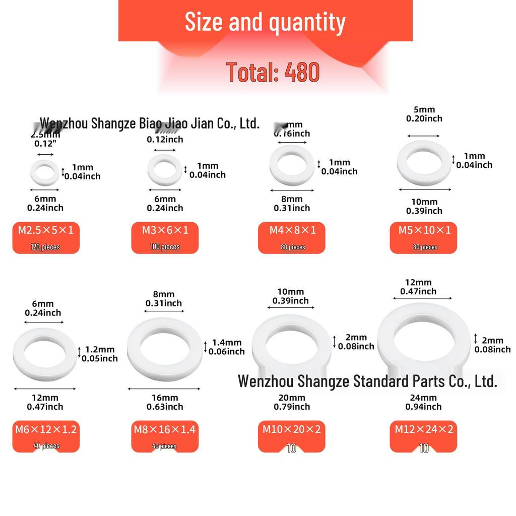 Белая Нейлоновая Плоская Шайба-Прокладка - Пластиковая Шайба для Винта