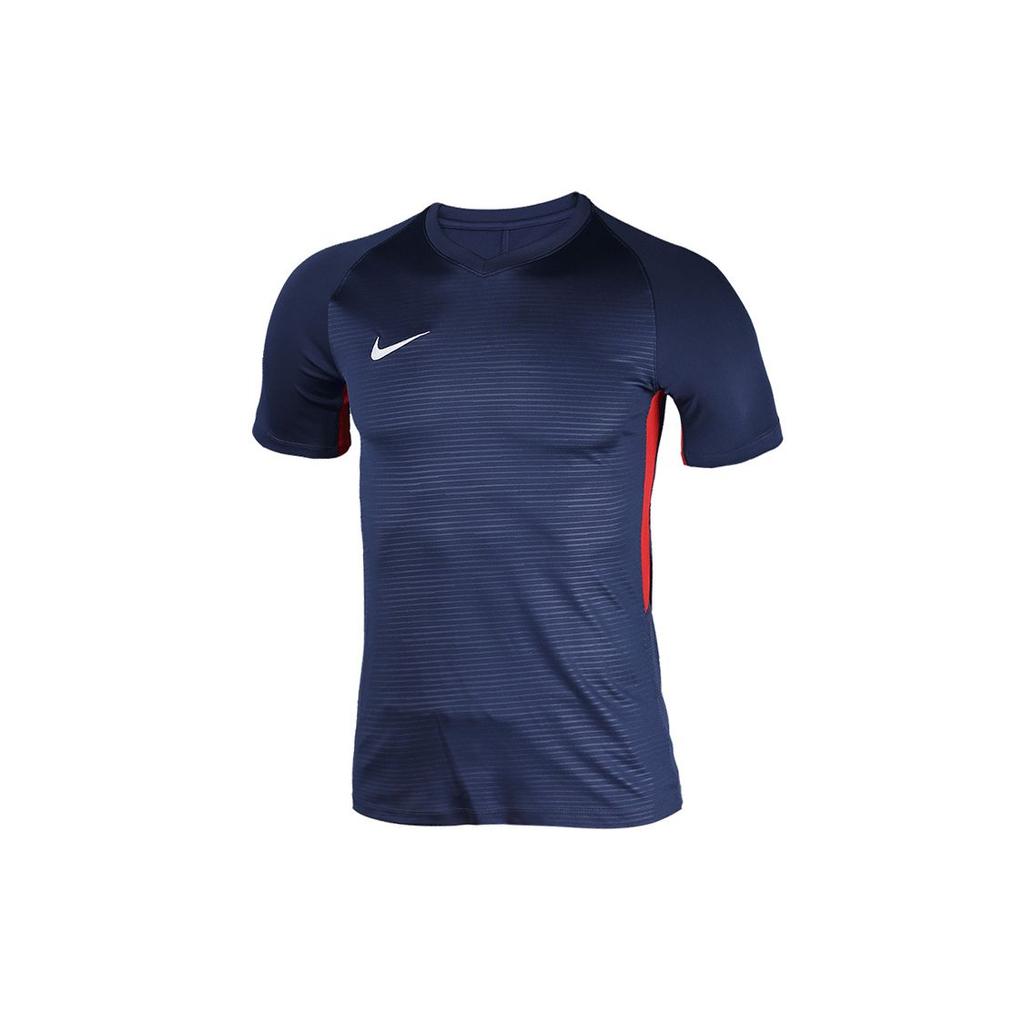 Nike Футболка мужская повседневная с коротким рукавом реглан с принтом, темно-синяя, красная 894231-410