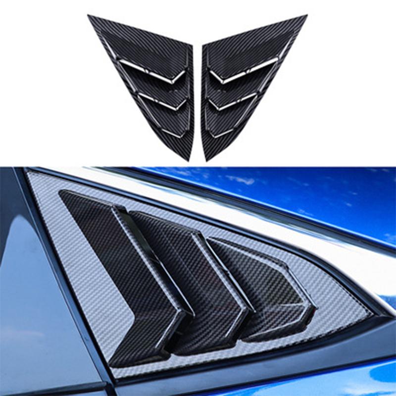 For Honda Civic Type R Hatchback ABS Rear Quarter Panel Window Side Louver Black Carbon Fiber Color Vent Sticker Cover