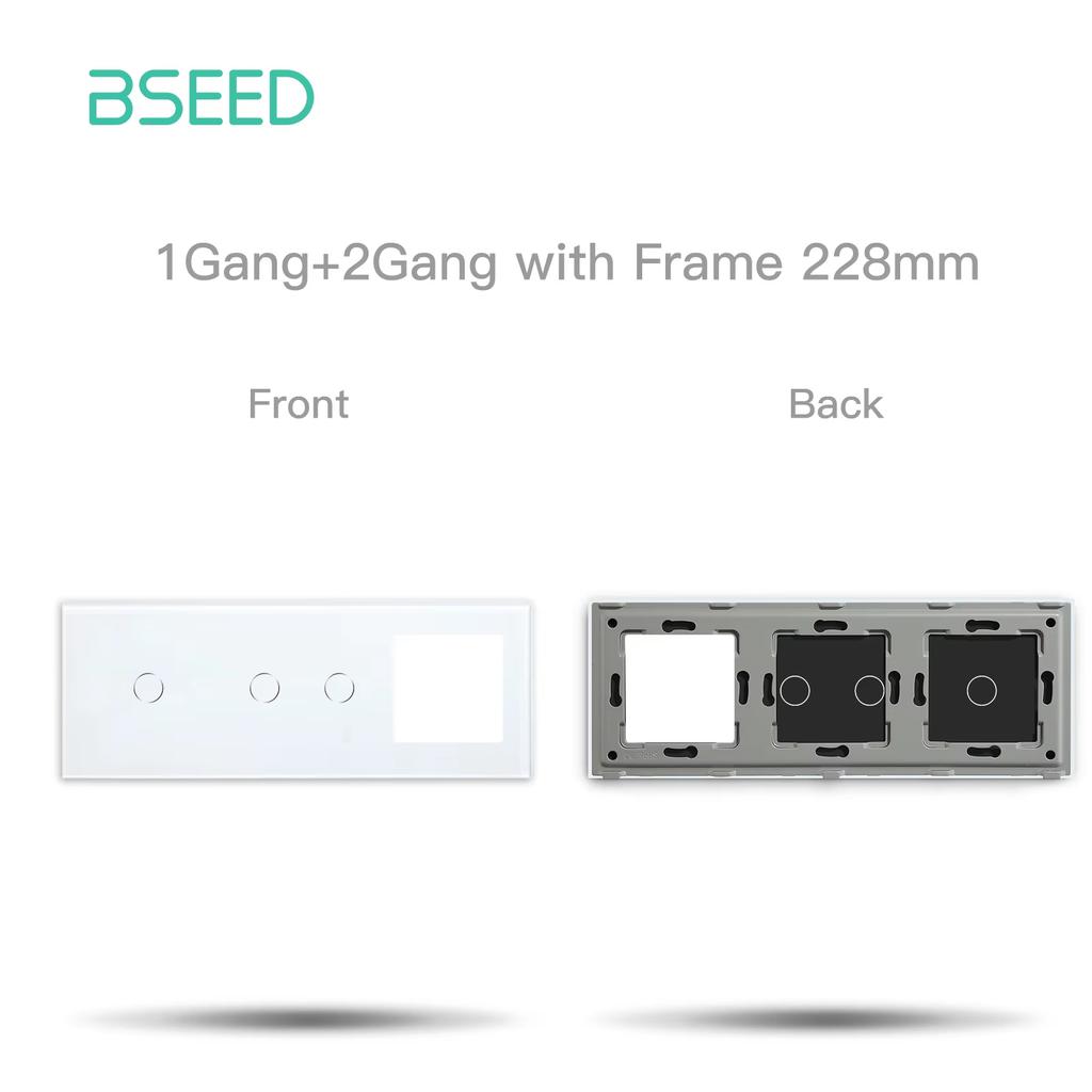 BSEED Wifi Умные сенсорные выключатели 1/2/3 клавиши Функциональные компоненты Совместимы с приложением Tuya Smart Life EU Розетка Стеклянные передние панели Запасные части