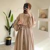 2024 Осень Женское платье в стиле Хепберн А-силуэта, длинное, с поясом и круглым вырезом