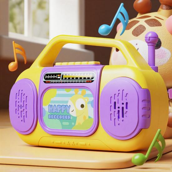 Детская многофункциональная радиоигрушка с музыкой, светом, записью, 6 английских песен, для малышей, мальчиков, девочек, мультяшное радио в виде жирафа и динозавра, развивающая игрушка