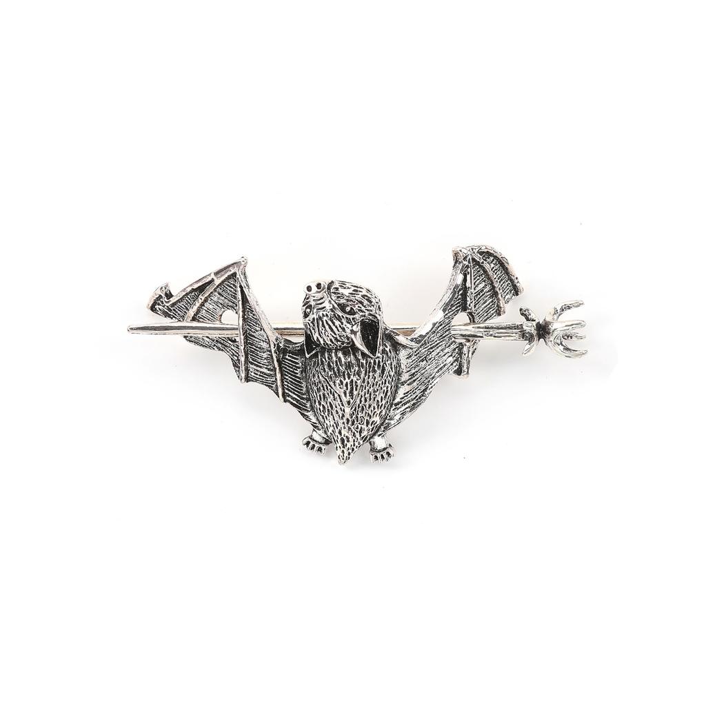 1pc Exquisite Vintage Silver Hairpin Bat Detailed Gothic Animal Dark Style Unique Statement Jewelry Alternative Fashion Peculiar